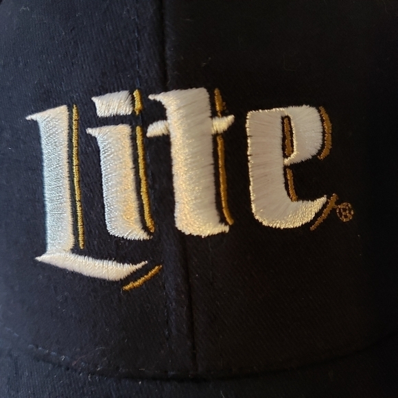 Miller Lite Beer Hat Cap Baseball Logo Merch Navy Blue One Size Hook & Loop EUC - Picture 6 of 7